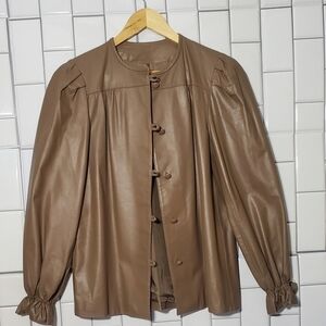 PORSHA BY WINER Vintage Leather Jacket Collarless 